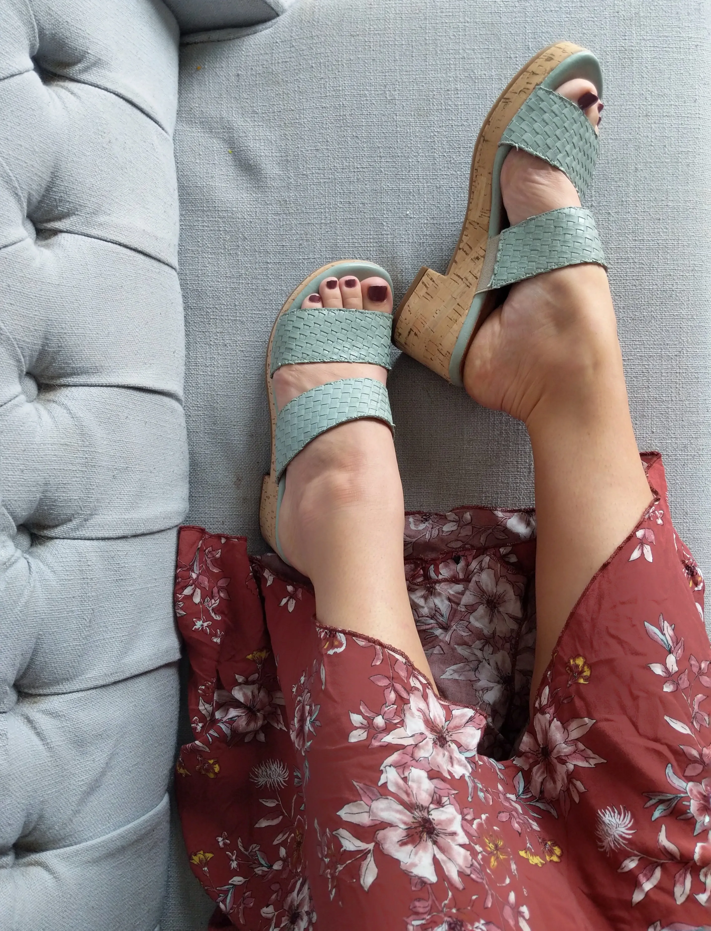 Miz Mooz Genna Aquamarine Cork Heel Slide