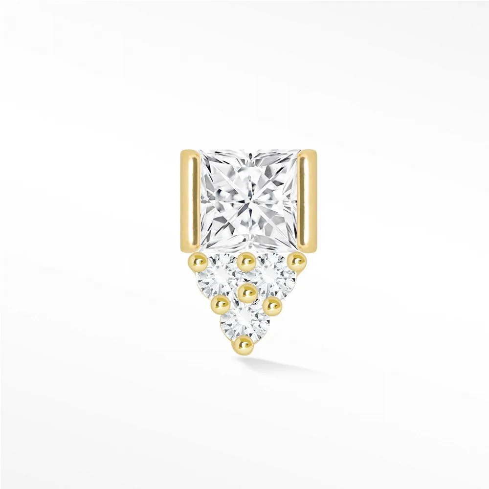 Moissanite 14k Yellow Gold Flat Back Earring