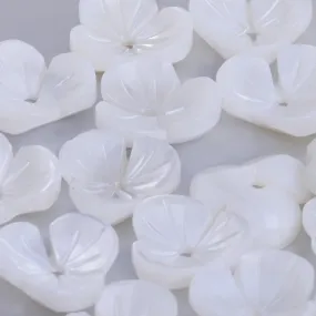 Mother of Pearl Shell Flower Beads 12mm DIY Jewelry Making 10pcs - Center Drilled Flat Back Shell Beads