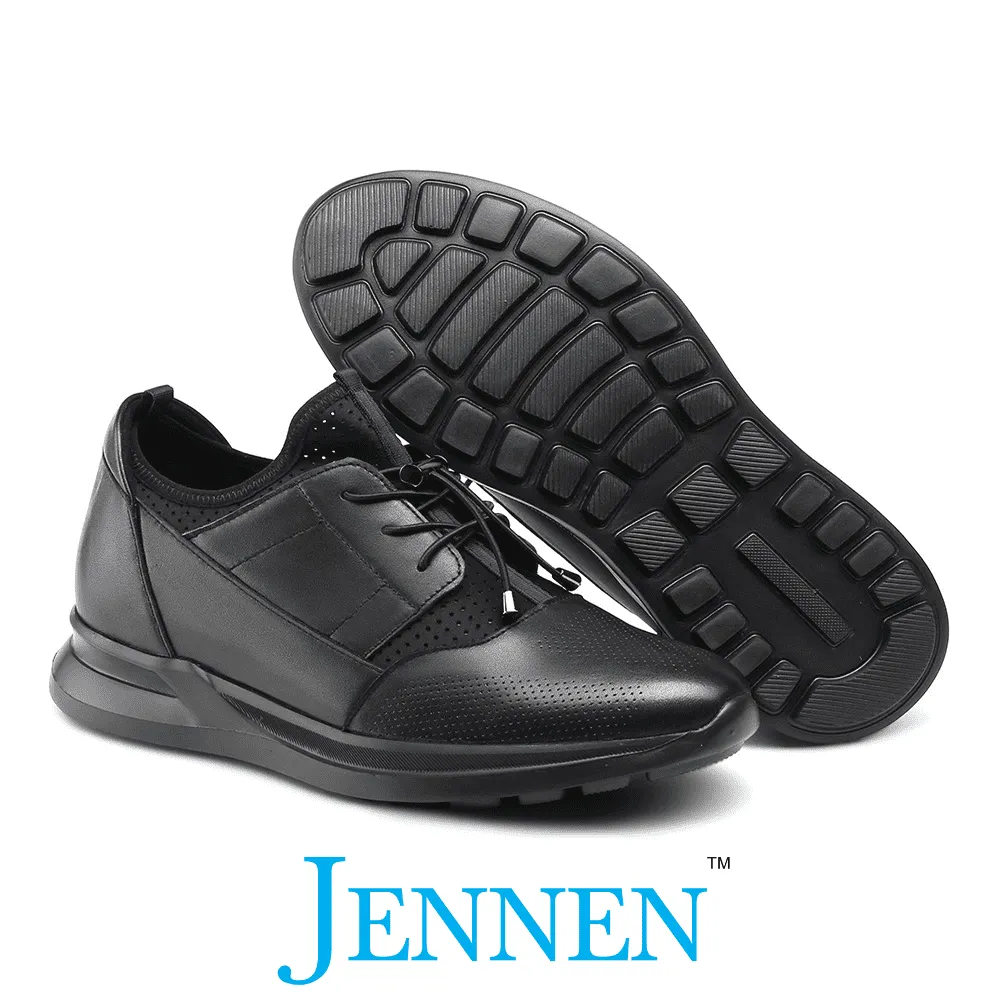 Mr. Joe 8cm | 3.2 inches Casual Lace Up Black Elevator Shoes for Men