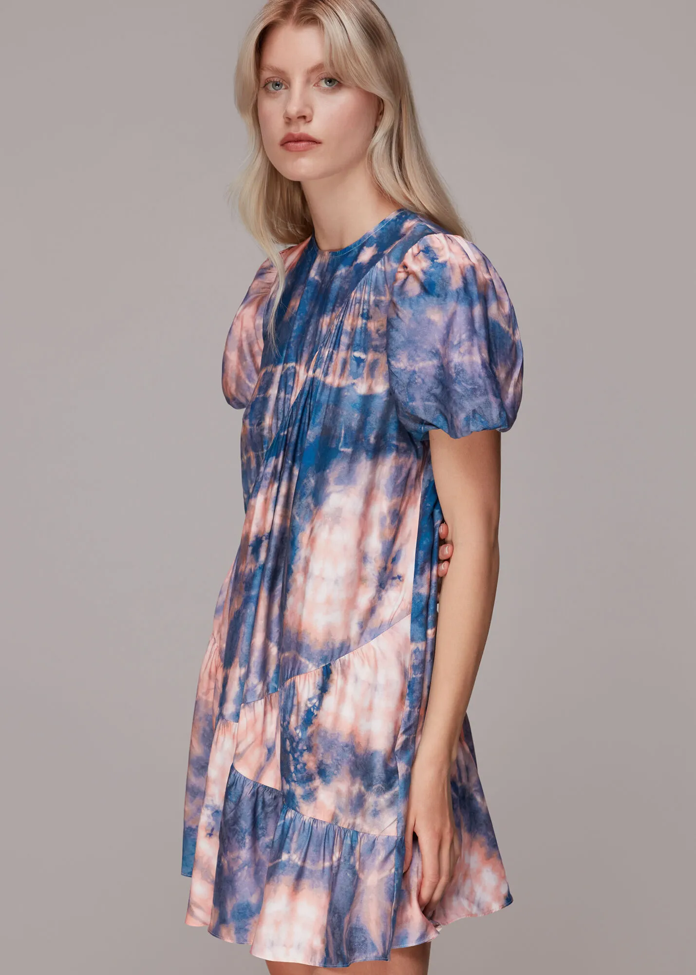 Multicolour Mirrored Tie Dye Trapeze Dress