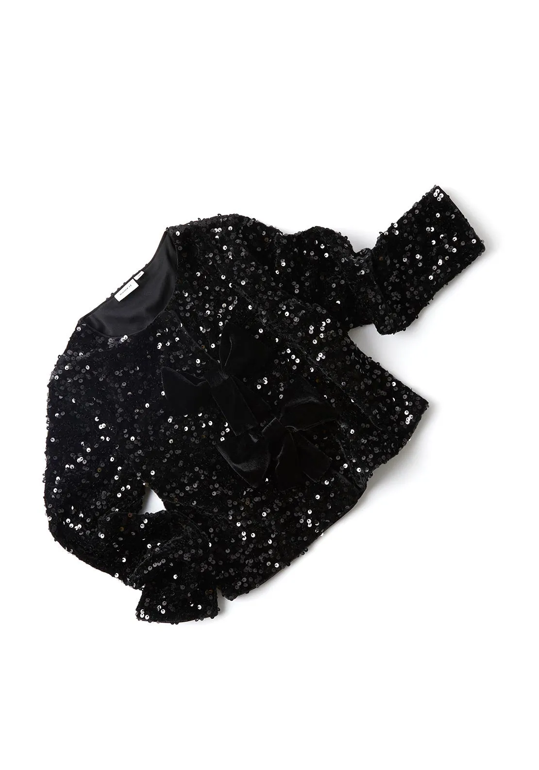 Name It Kid Girl Rusitta Sequin and Bow Cardigan, Black