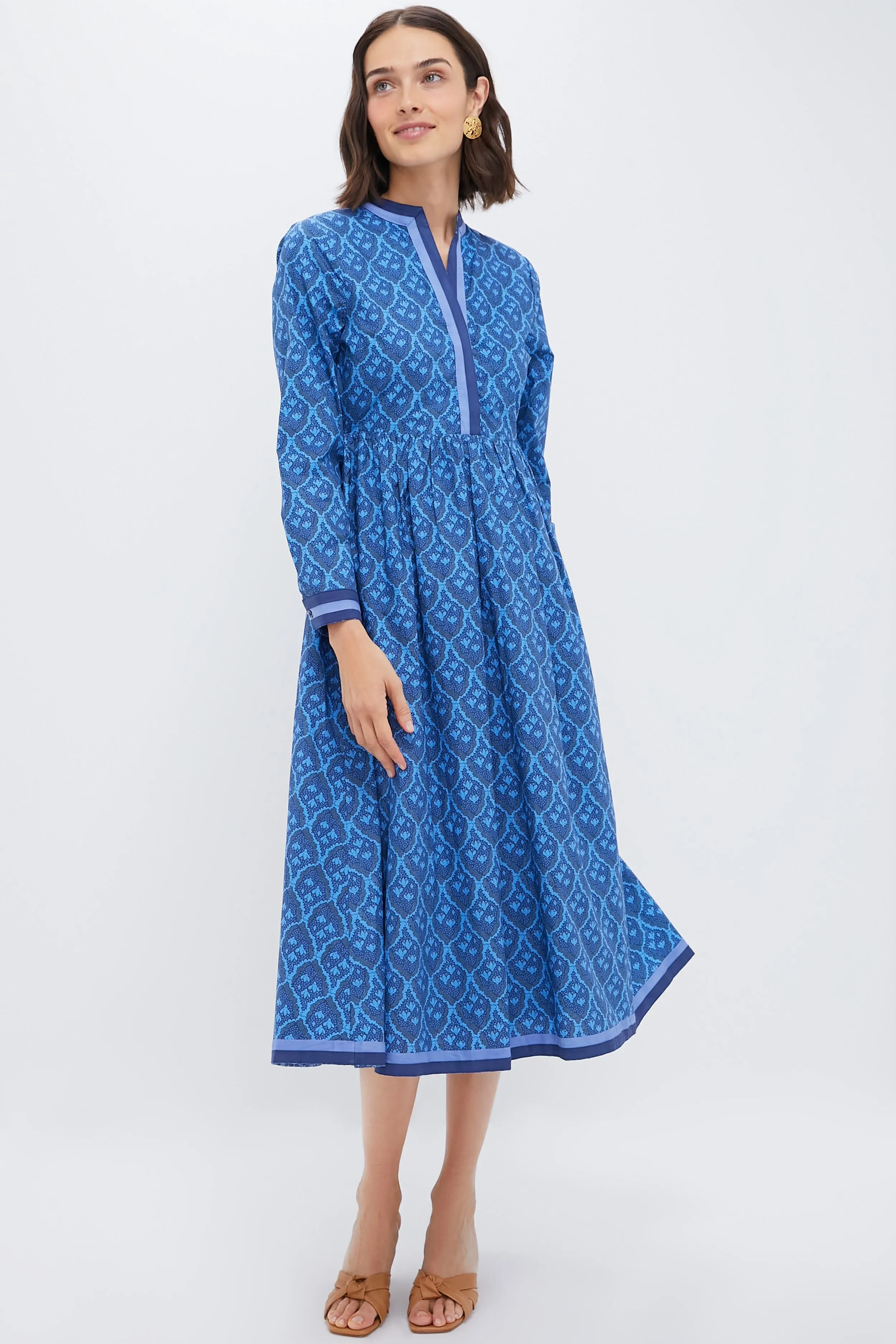 Navy & Cerulean Floral Nancy Midi Dress