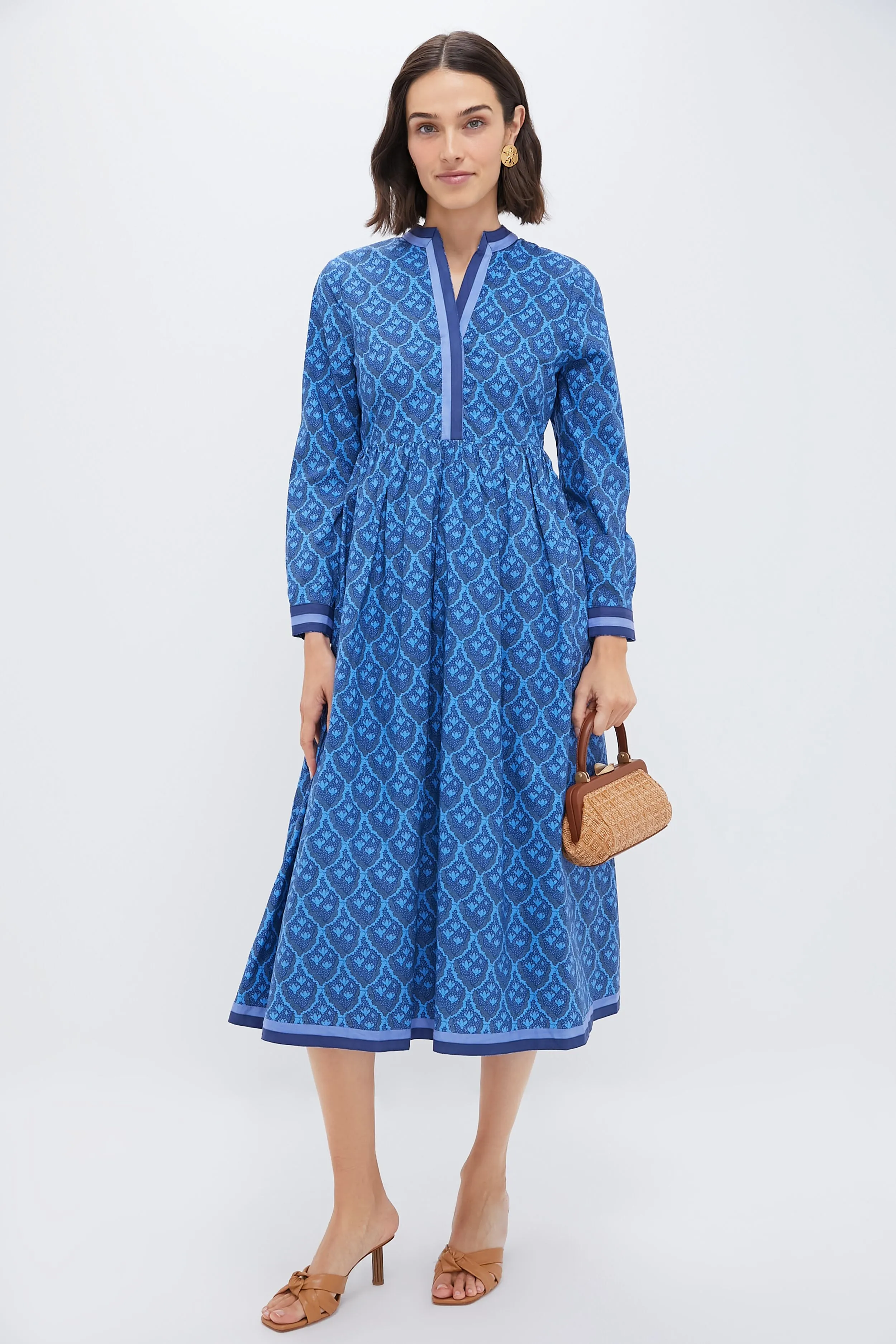 Navy & Cerulean Floral Nancy Midi Dress