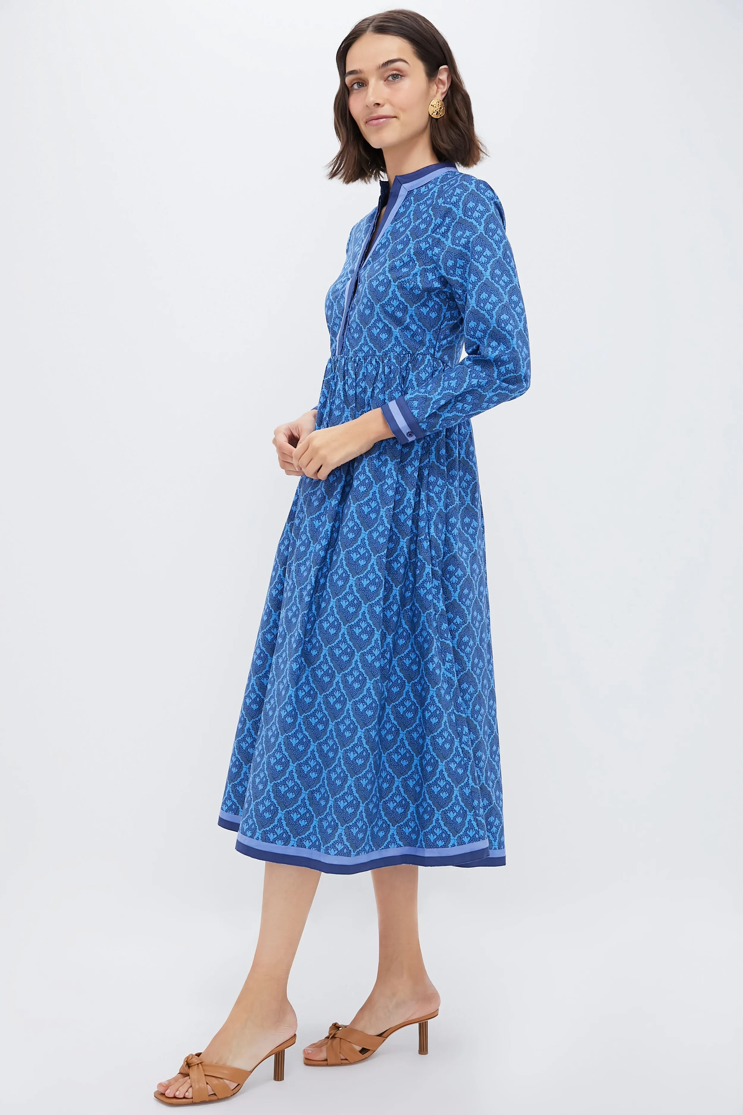 Navy & Cerulean Floral Nancy Midi Dress