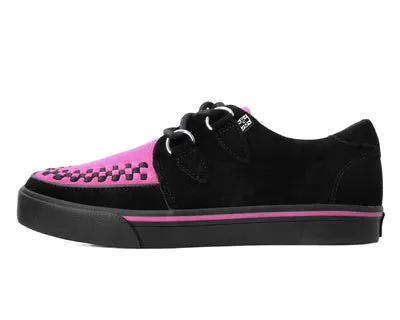 Neon Pink and Black Suede Sneaker