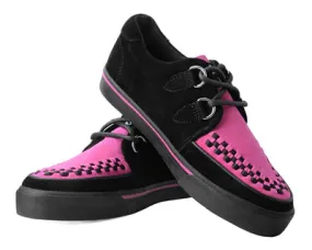 Neon Pink and Black Suede Sneaker