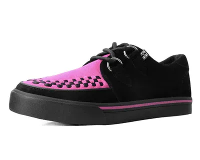 Neon Pink and Black Suede Sneaker