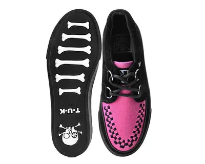 Neon Pink and Black Suede Sneaker