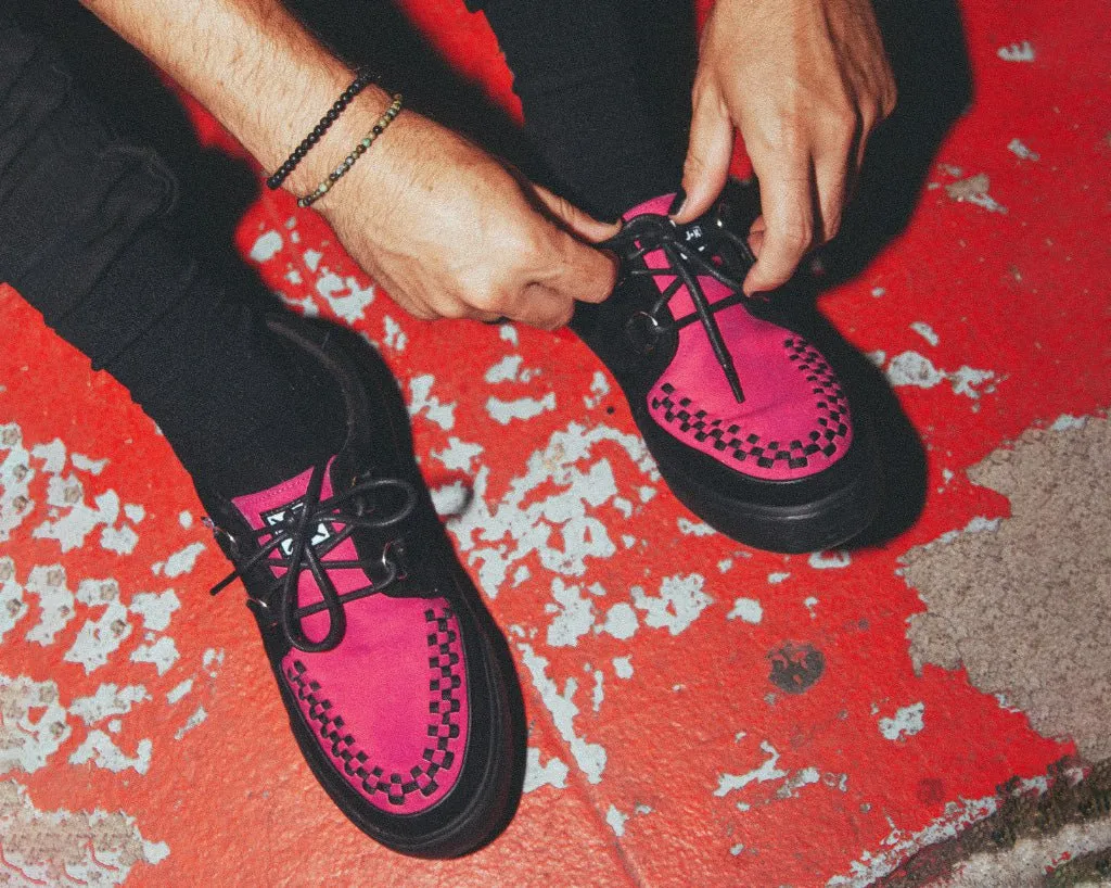 Neon Pink and Black Suede Sneaker