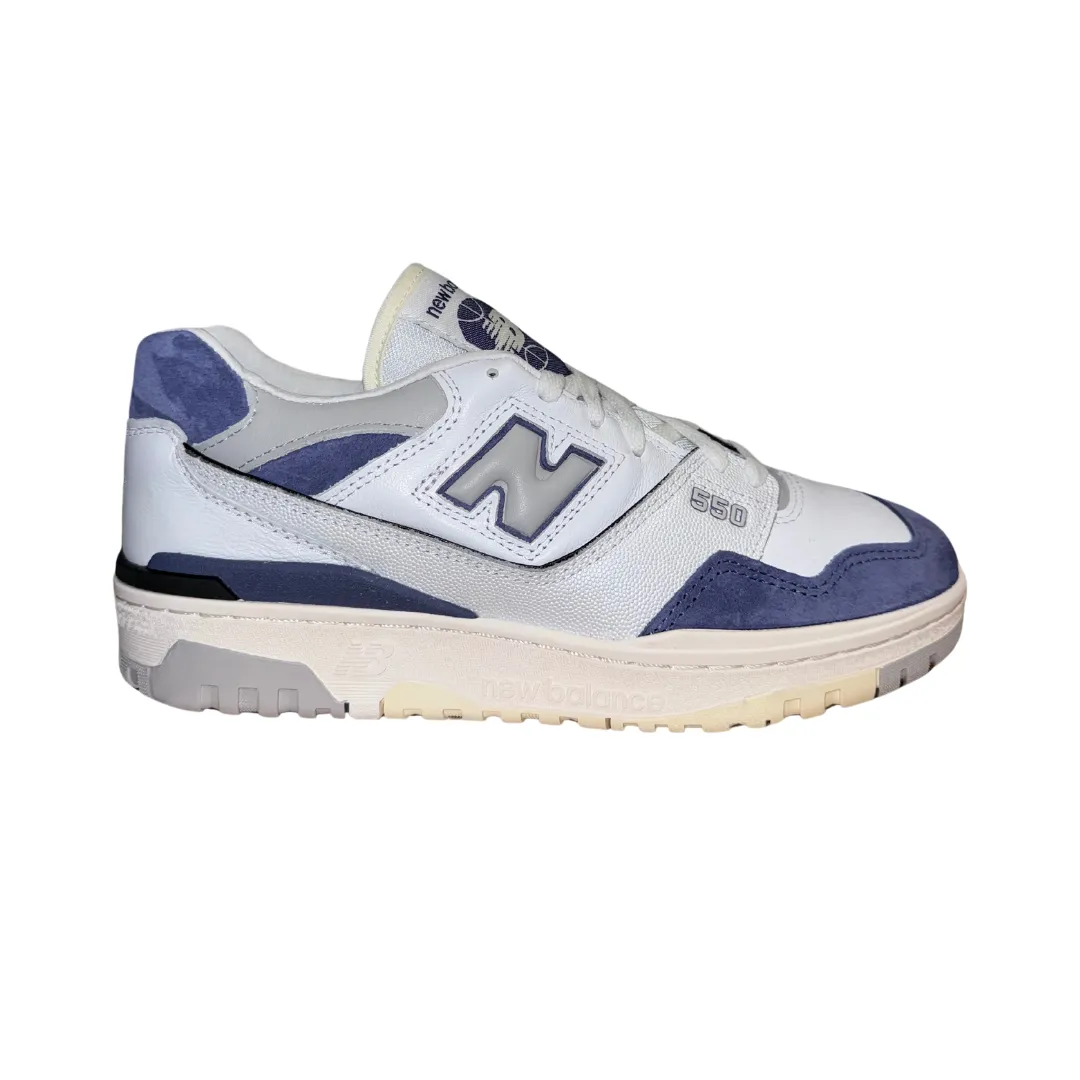 NEW BALANCE BB550BWG 550 RETRO HOOPS MN'S (Medium) White/Blue/Grey Leather, Synthetic & Mesh Basketball Shoes