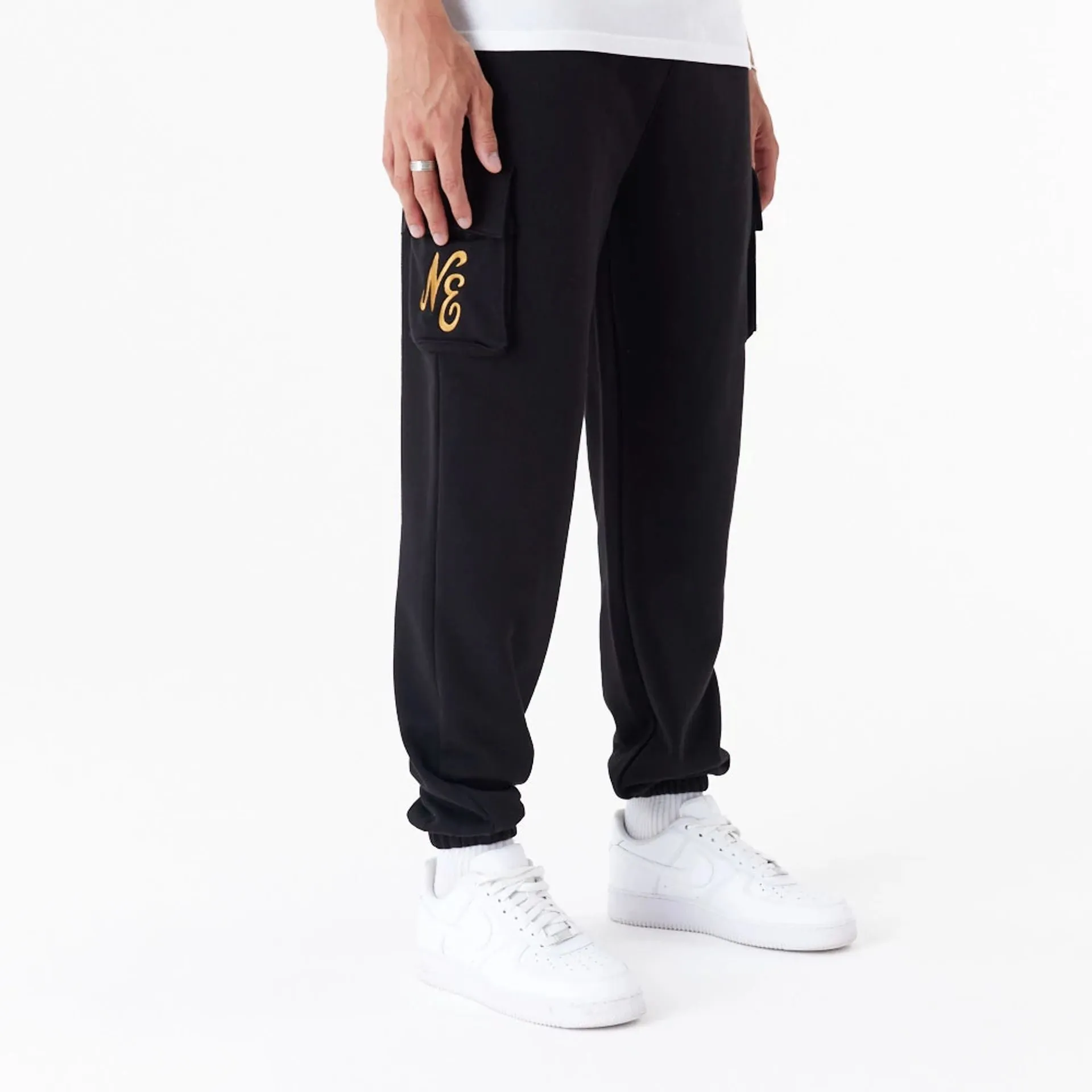 New Era Script Black Cargo Joggers