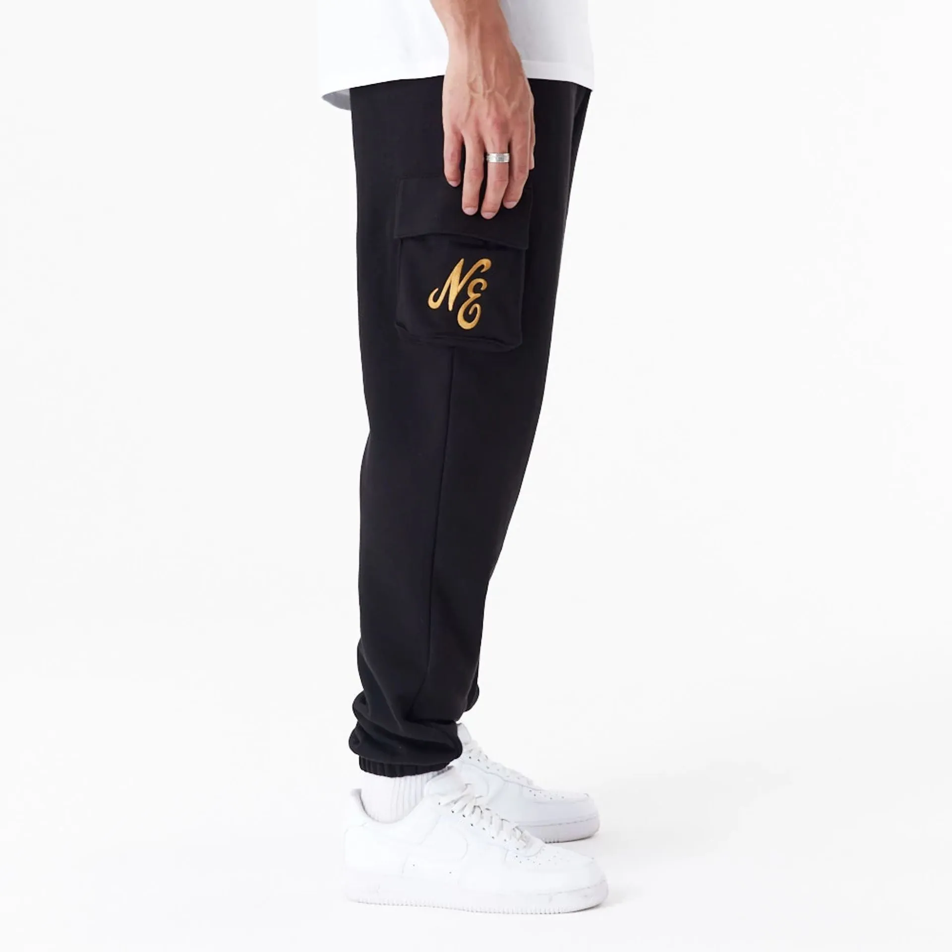 New Era Script Black Cargo Joggers