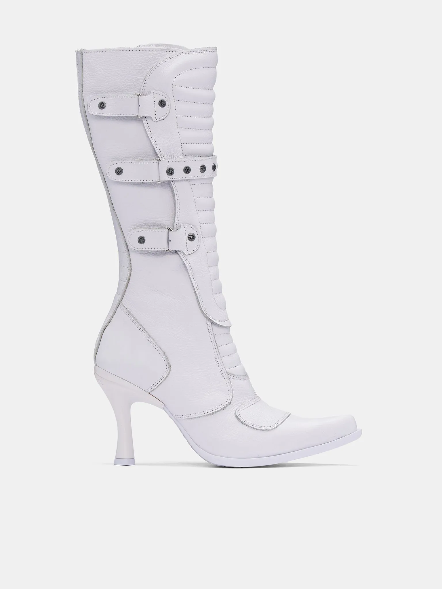 New Rock Biker Heel Boots (WA66BO110W-WHITE)