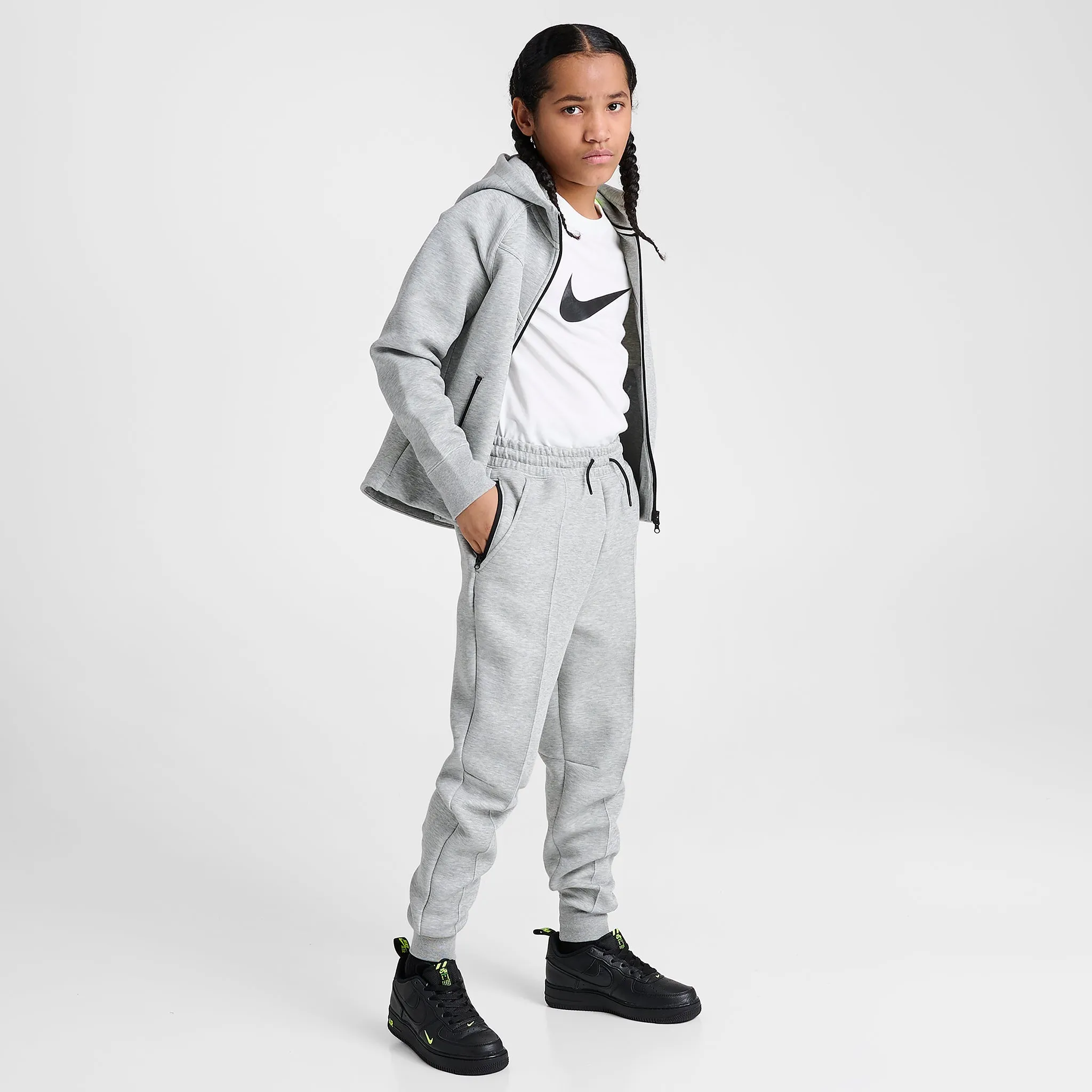 Nike Sportswear Junior Girls' Tech Fleece Joggers Dark Grey Heather / Black - Black