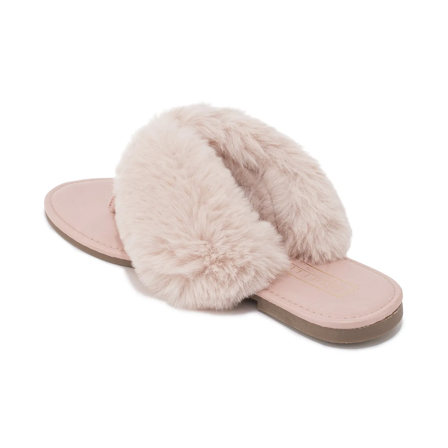 Nude Fur Flat Toe Thong Sandal