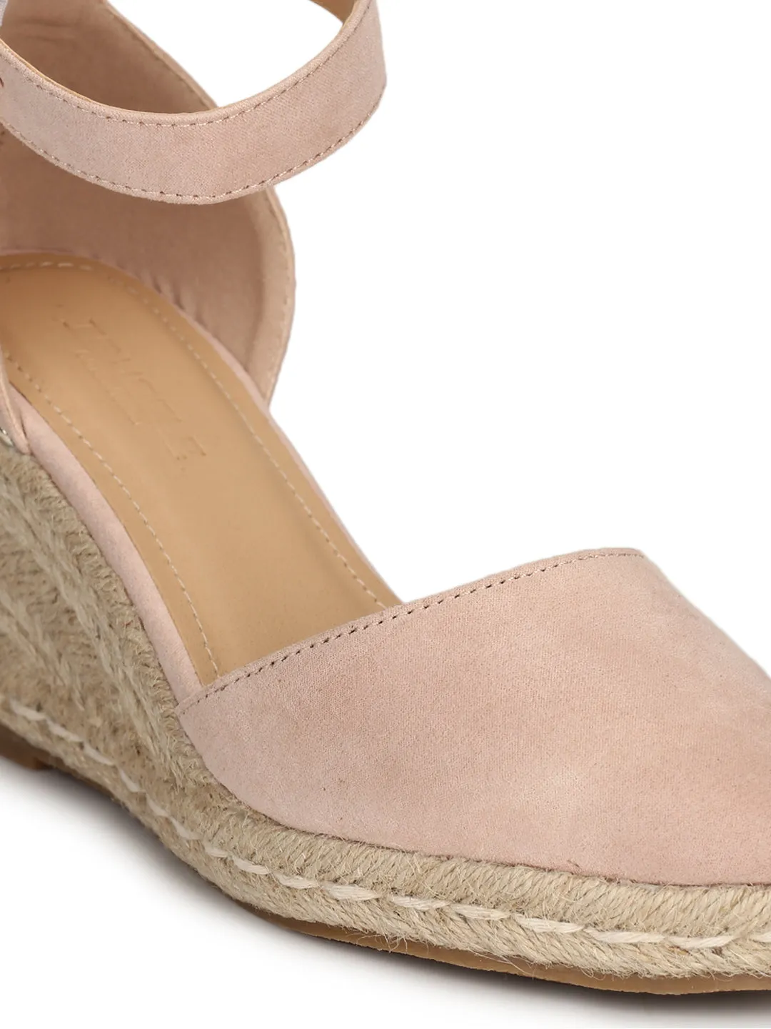 Nude Micro Ankle Strap Jute Platform Wedges