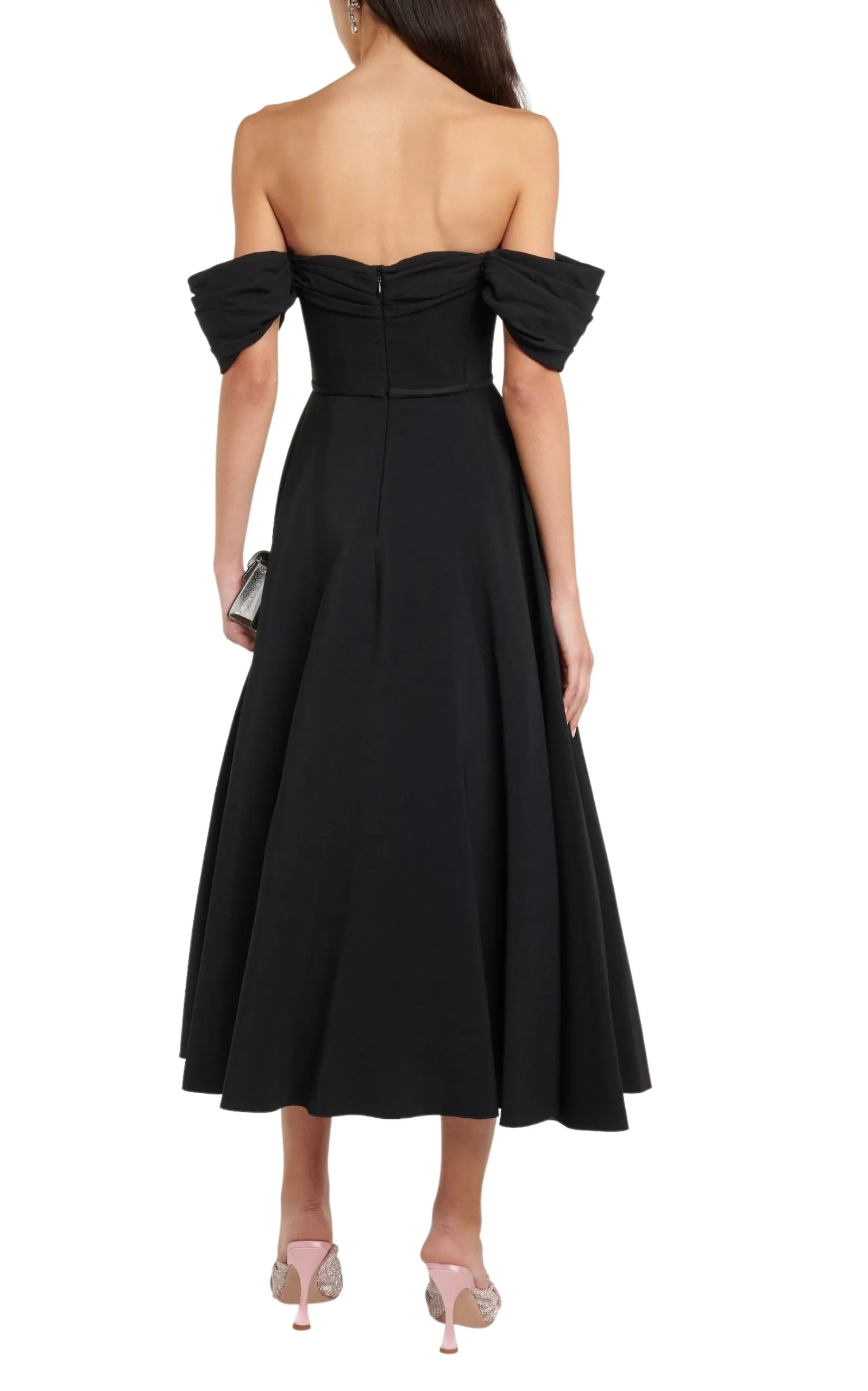 Off-shoulder Flared Midi Dress