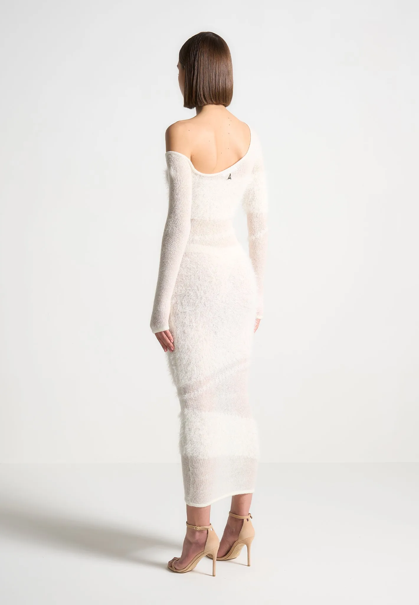 Off Shoulder Knitted Maxi Dress - Off White