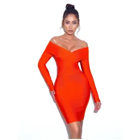 Off-Shoulder Orange Dress