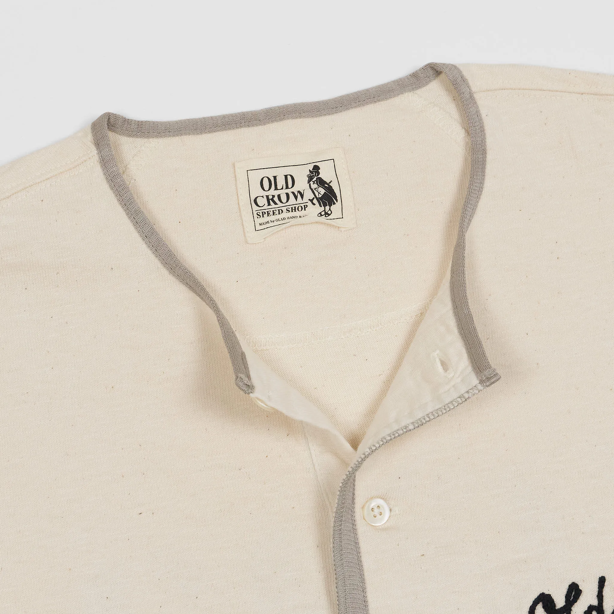 Old Crow Speed Shop by Glad Hand & Co. Longsleeve Henley Back Print Shirt