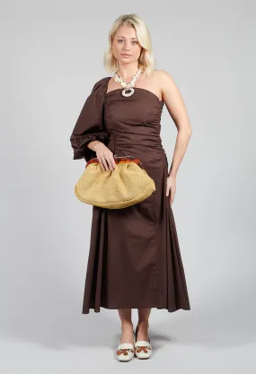 Chocolate One Shoulder Ruched Dress