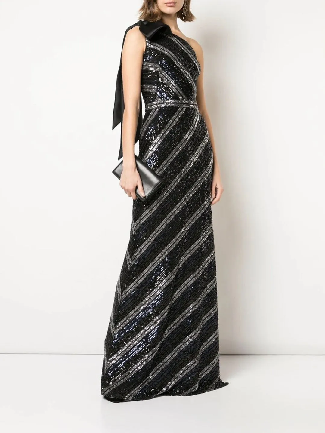 One Shoulder Sequin Slim Gown