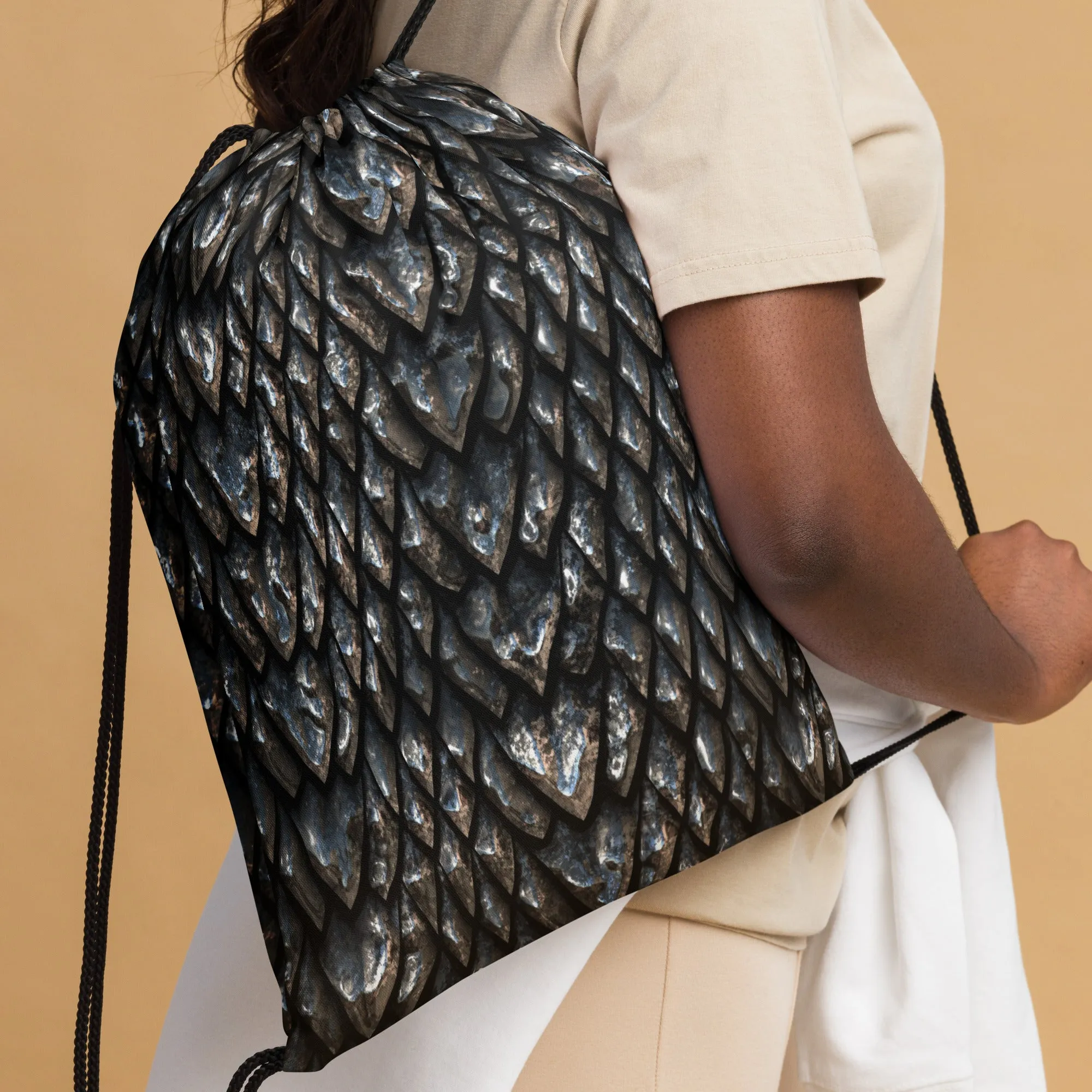 Onyx Dragon Scale Drawstring Bag