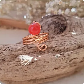 Orange Agate Wire Wrapped Ring by Island Girl Art