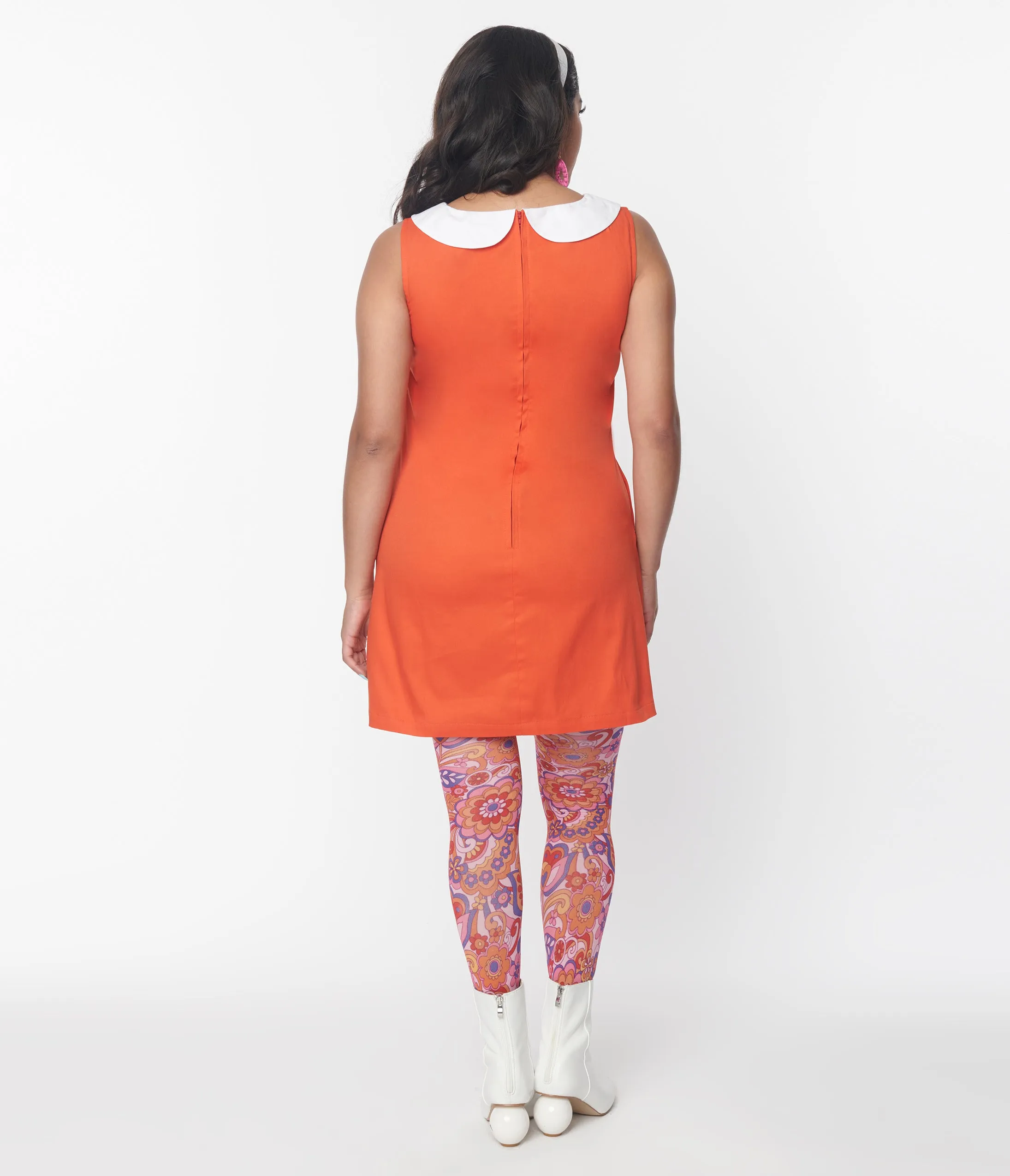 Orange and Purple Tie Neck Shift Dress by Smak Parlour