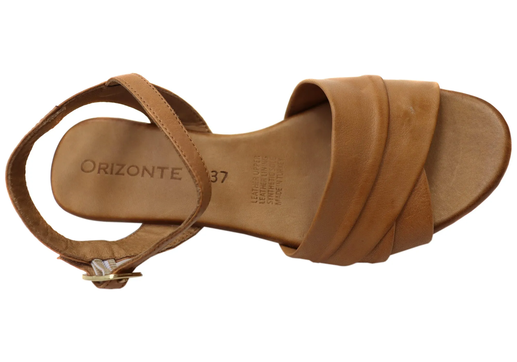 Orizonte Karriner Womens European Leather Low Heel Sandals