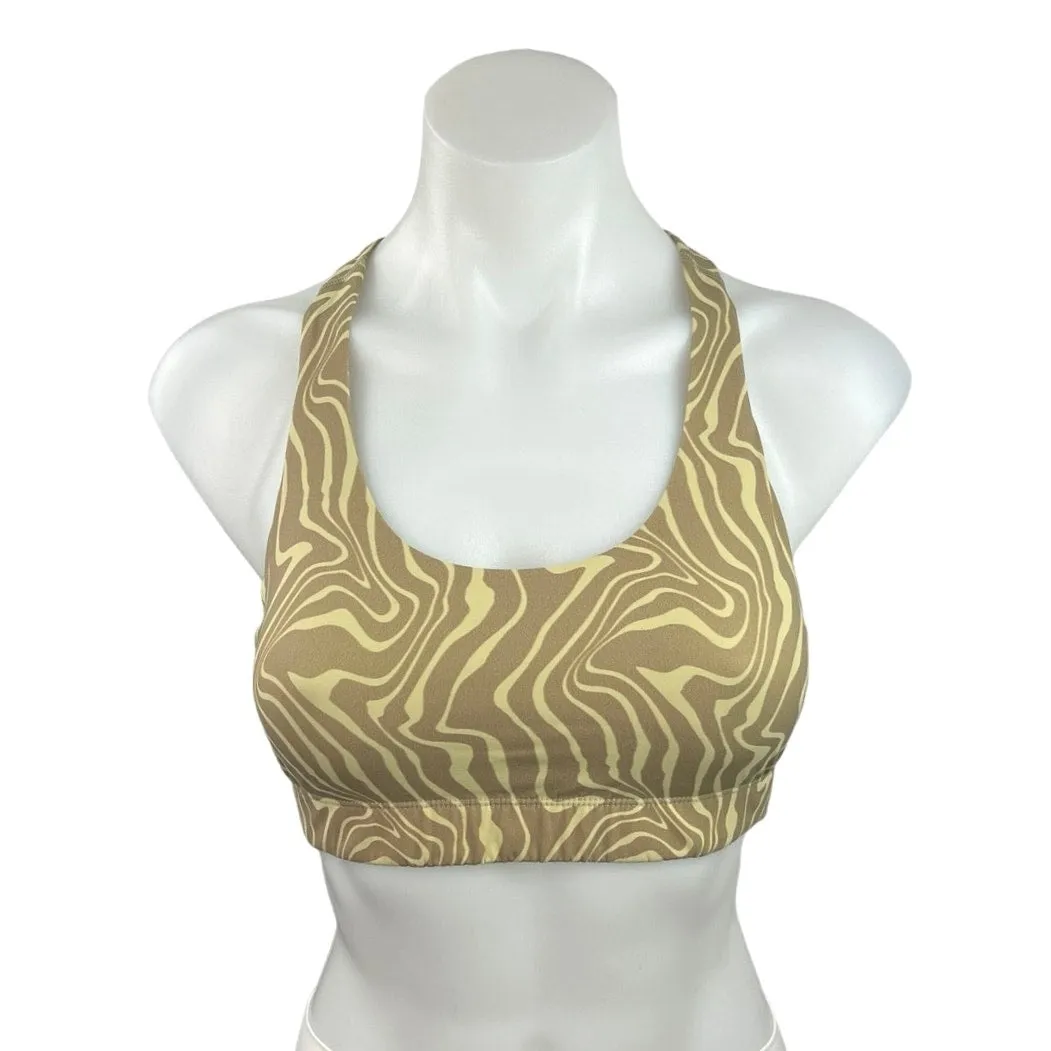 Outdoor Voices Yellow Wave Printed Scoop Neck Racerback Athletic Sports Bra Sz S