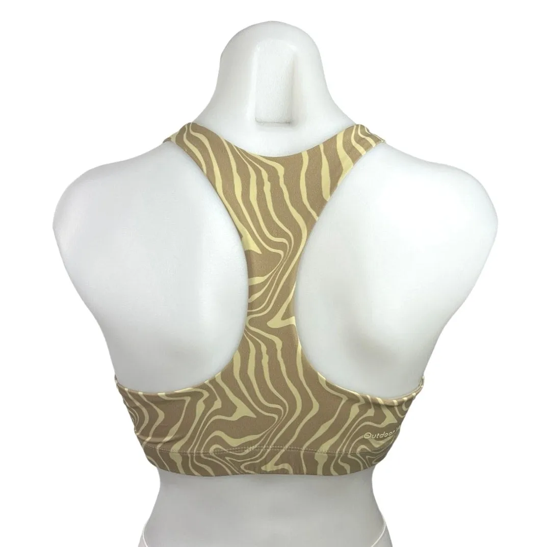 Outdoor Voices Yellow Wave Printed Scoop Neck Racerback Athletic Sports Bra Sz S