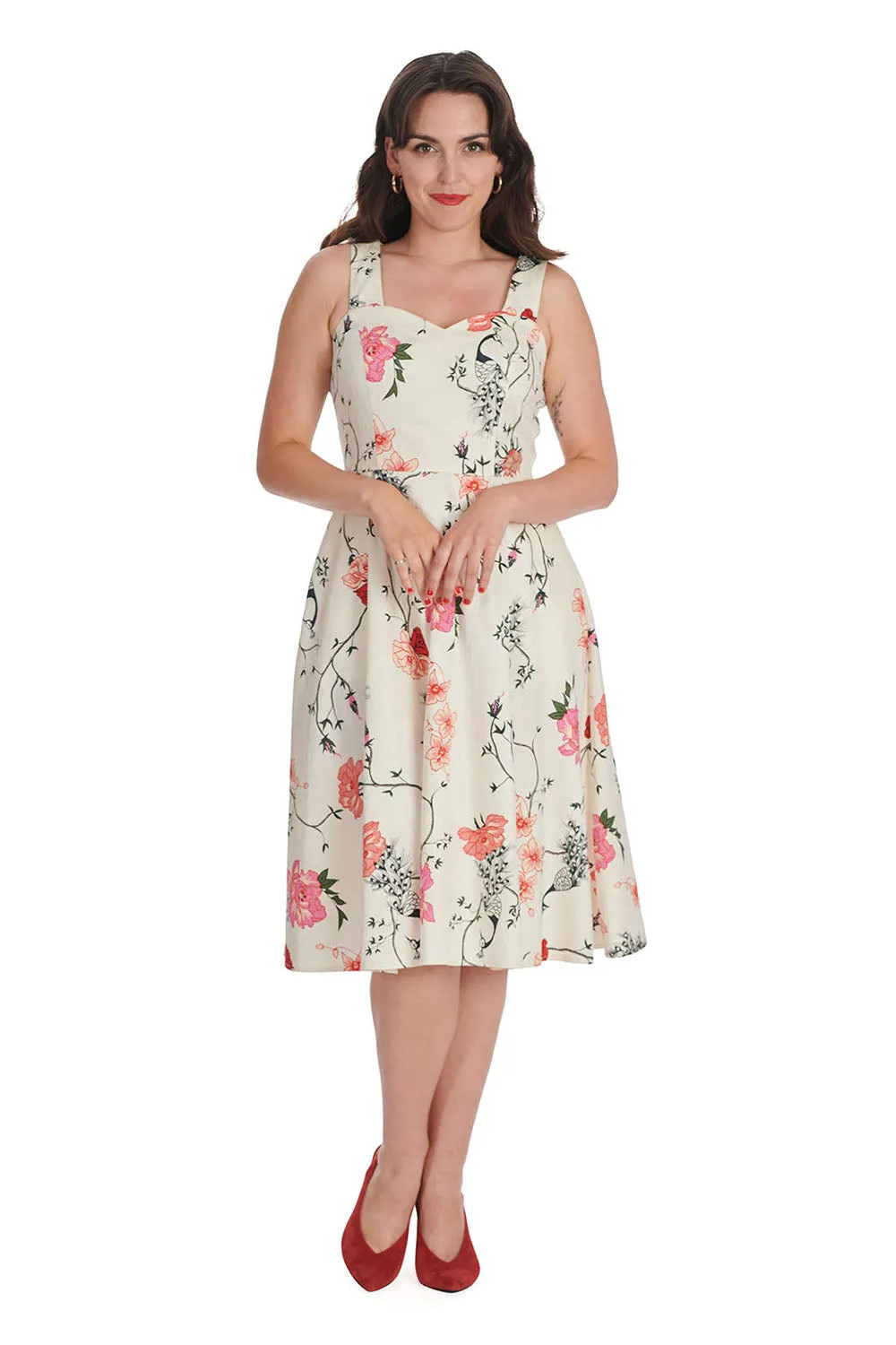 Peacock Print Rose Dress