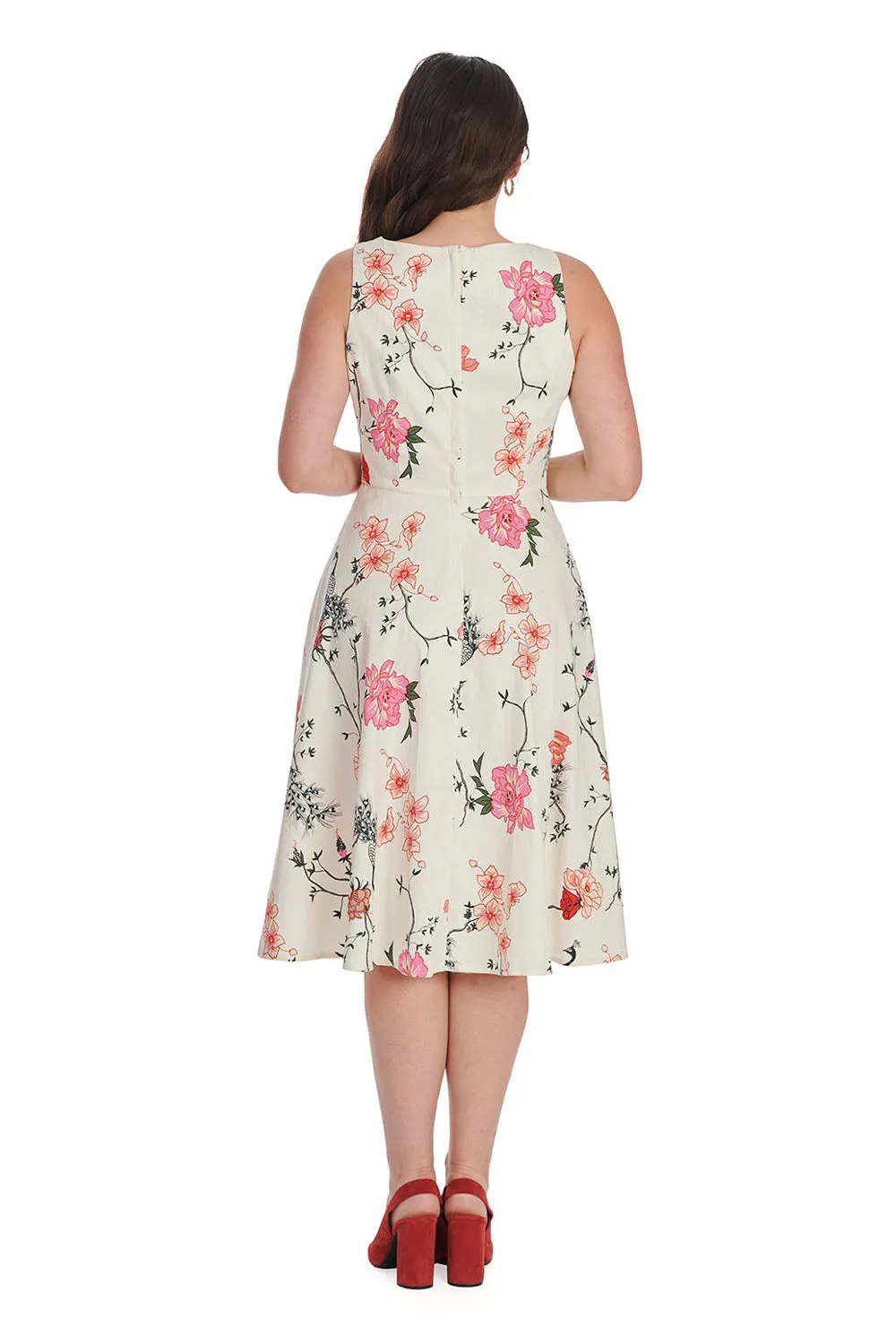 Peacock Print Rose Dress