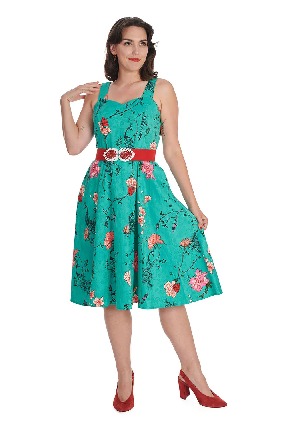 Peacock Print Rose Dress