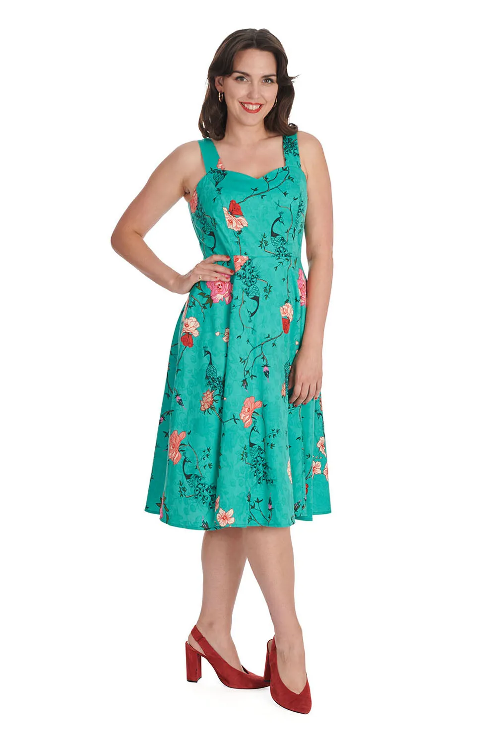 Peacock Print Rose Dress