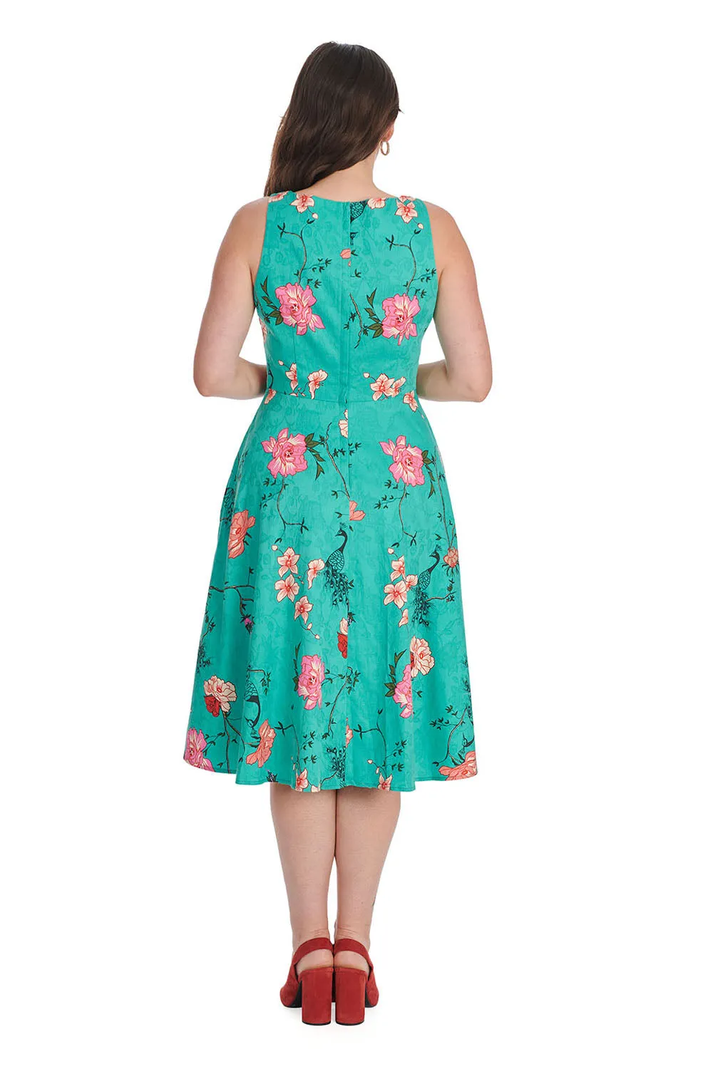 Peacock Print Rose Dress