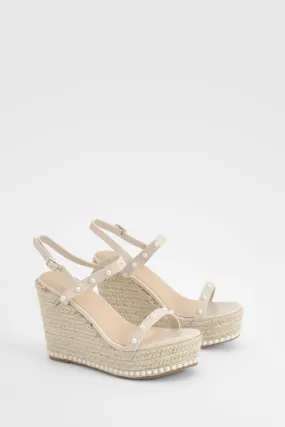 Pearl Detail Espadrille Wedges