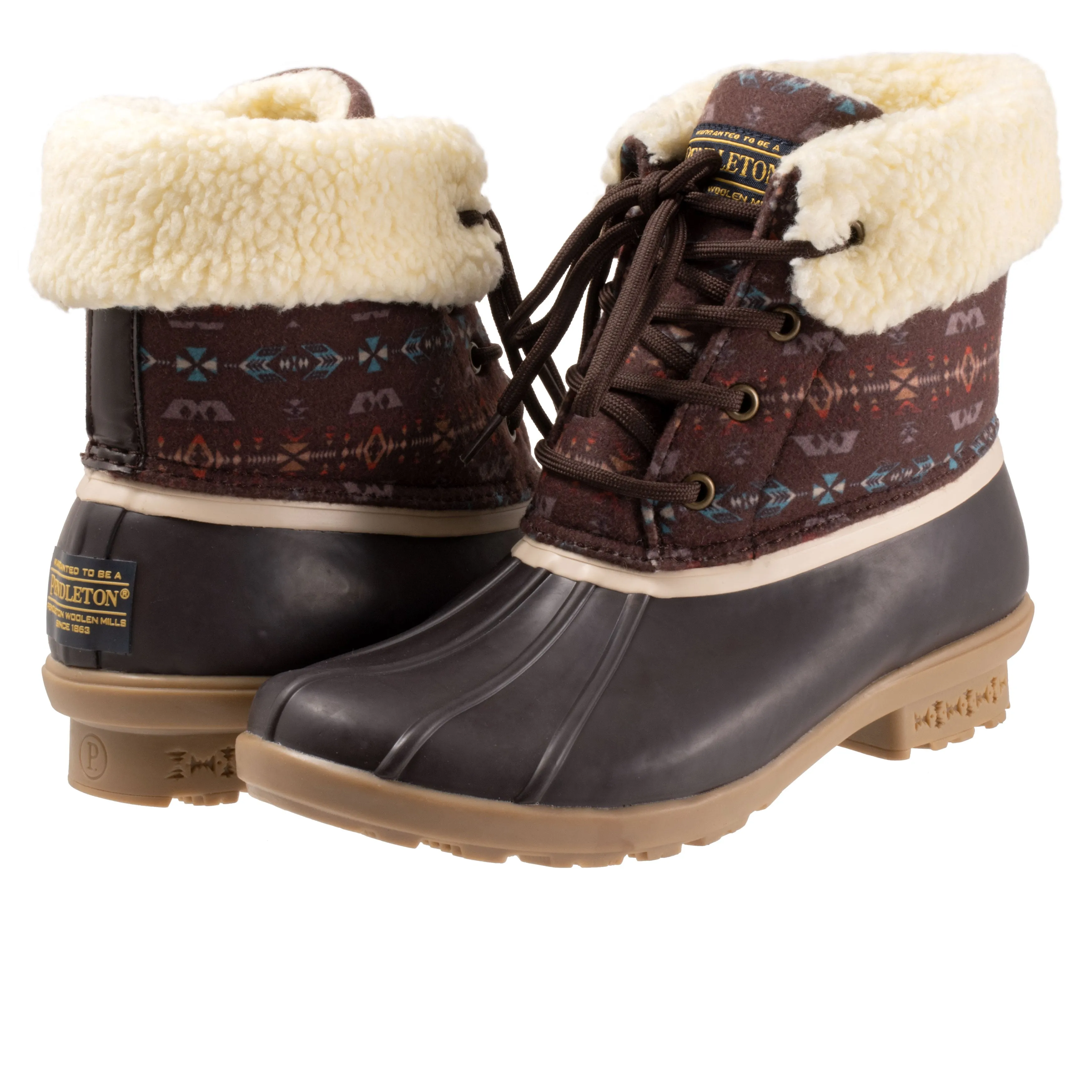 Pendleton brown diamond duck boots for women