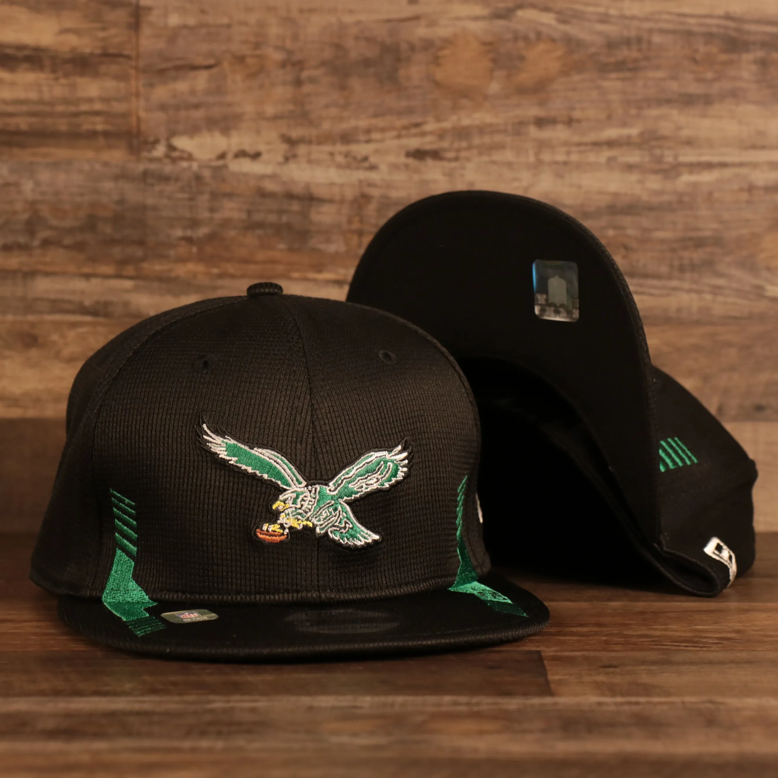 Philadelphia Eagles 2021 Sideline On-Field Throwback Logo 9Fifty Snapback Hat