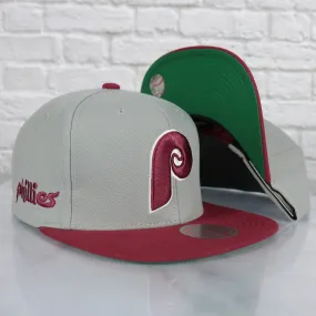 Philadelphia Phillies Cooperstown script hat snapback Grey Maroon.