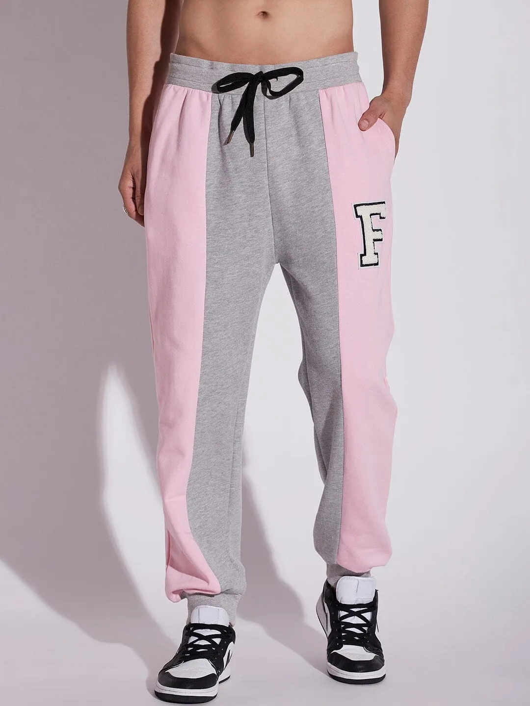 Pink And Grey Cut Sew Joggers