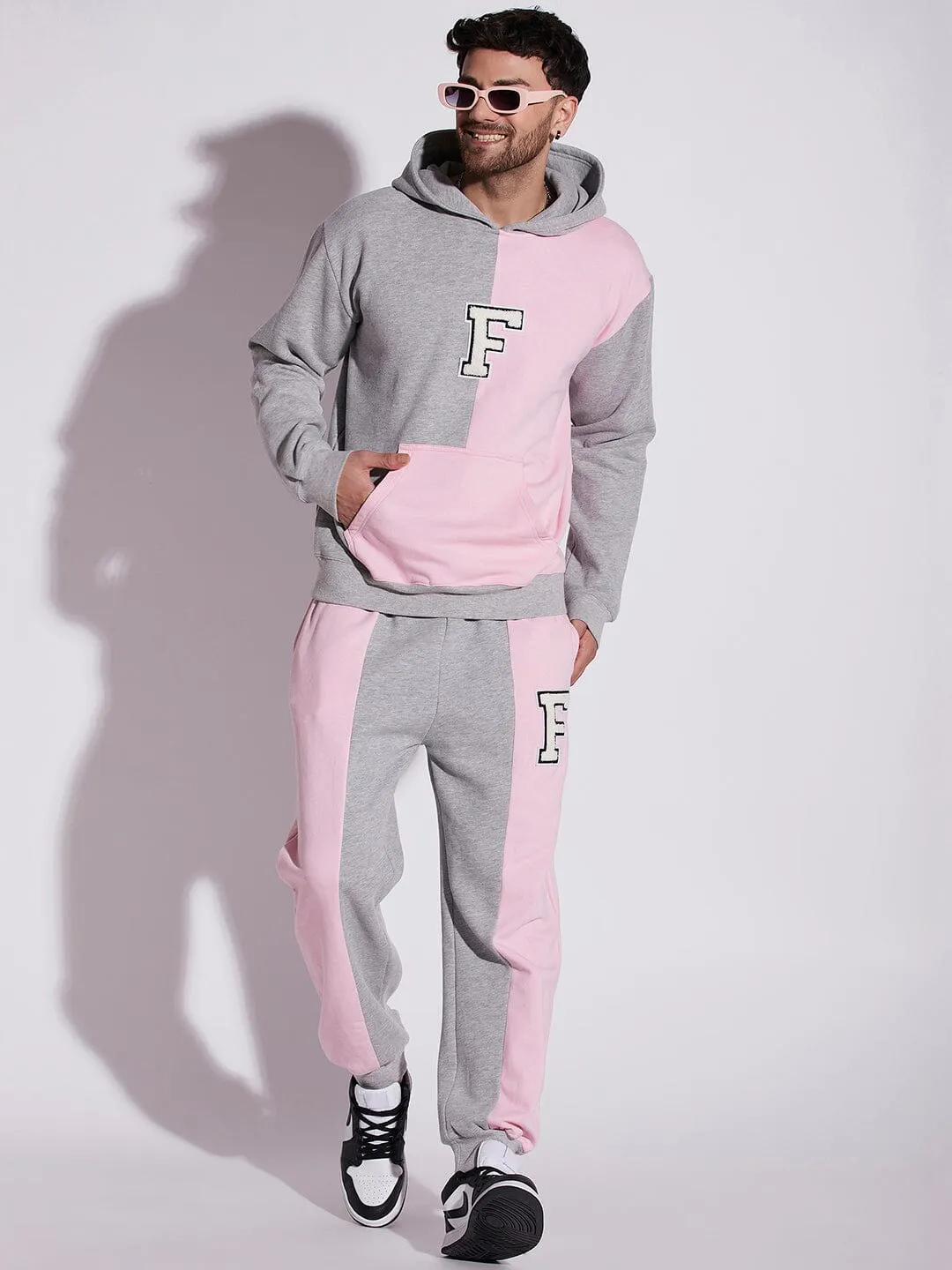 Pink And Grey Cut Sew Joggers