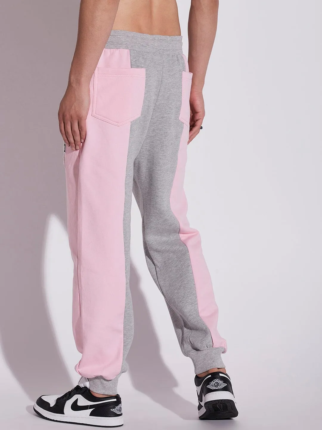 Pink And Grey Cut Sew Joggers