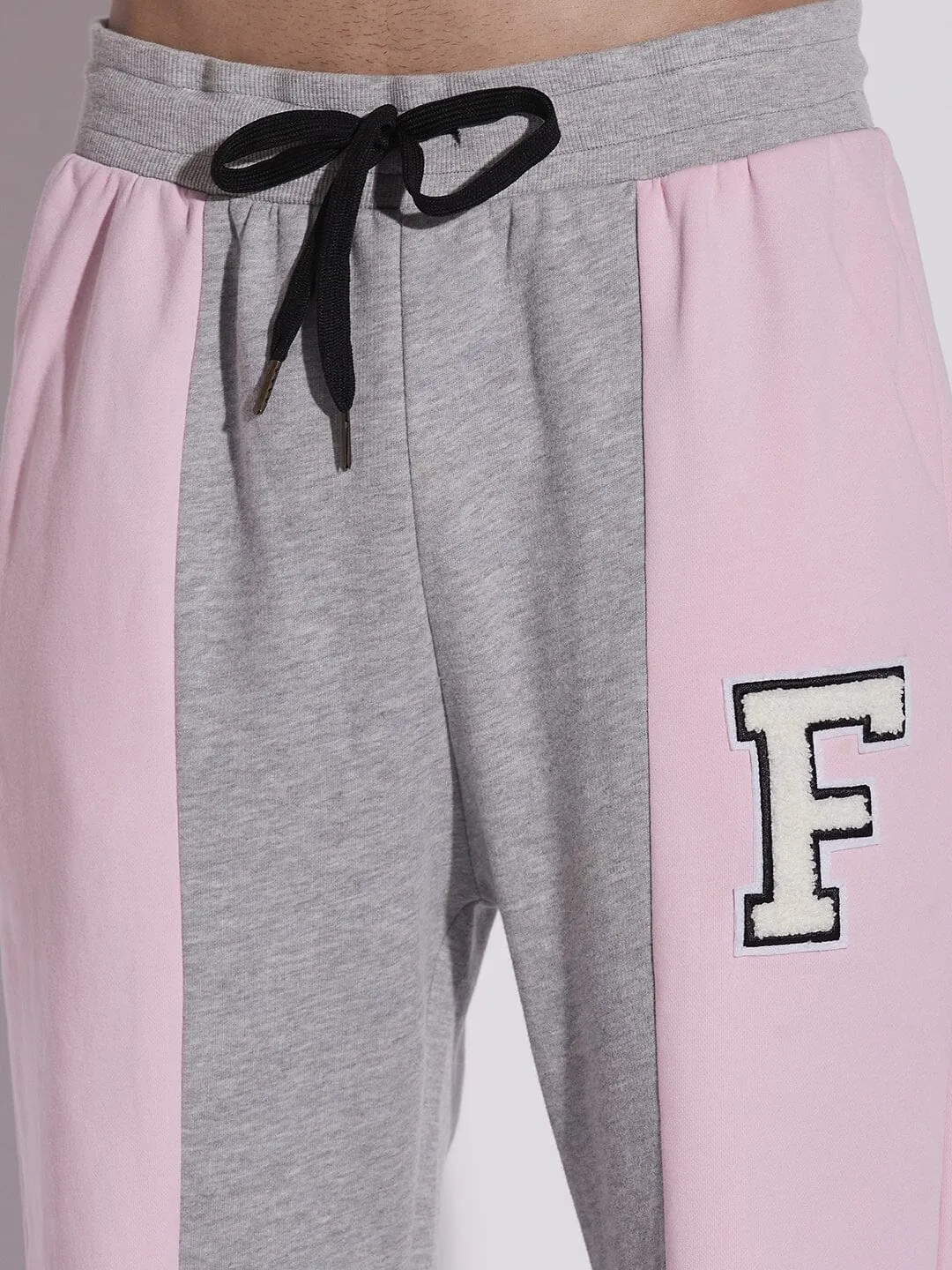 Pink And Grey Cut Sew Joggers