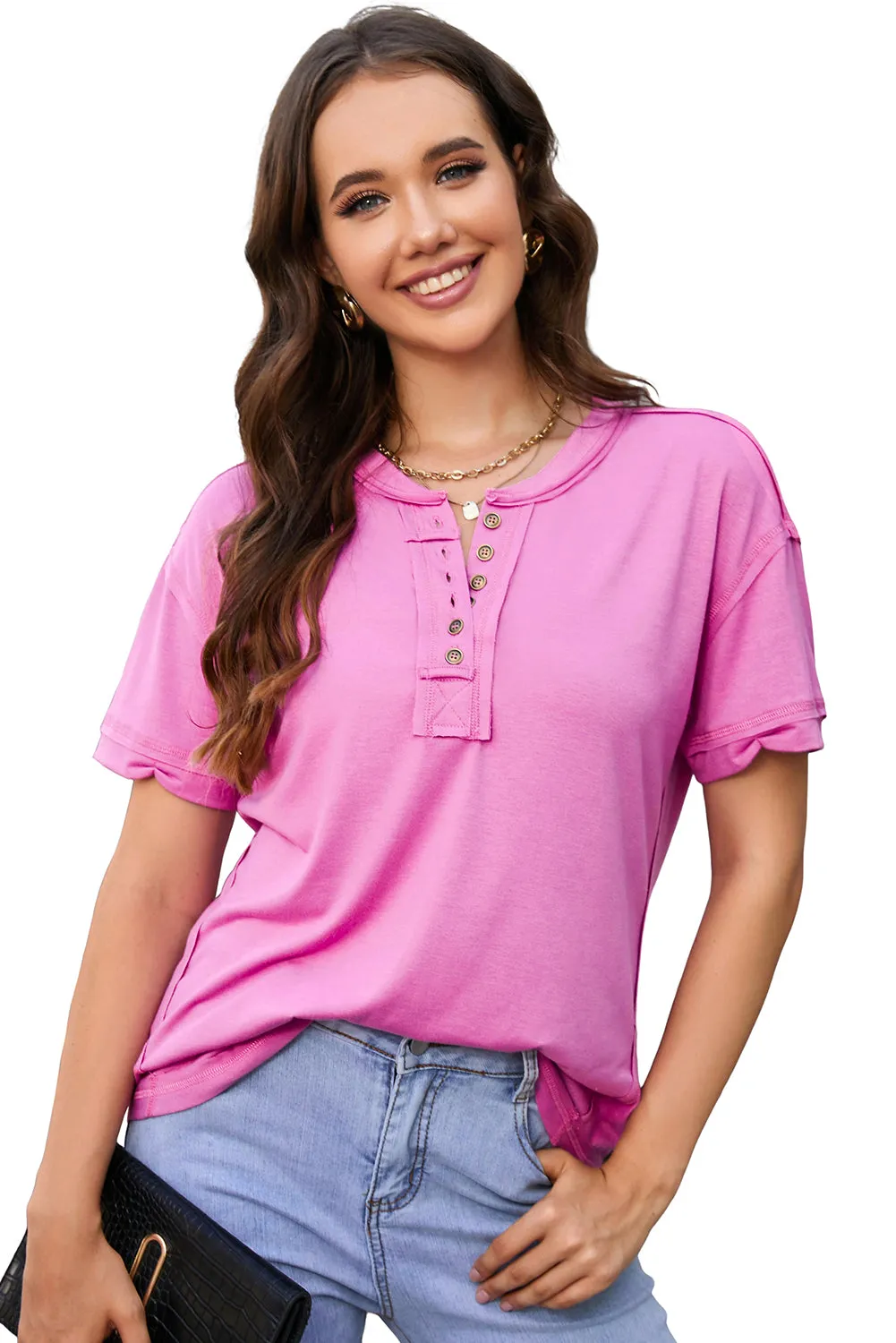 Pink Button-up Tee