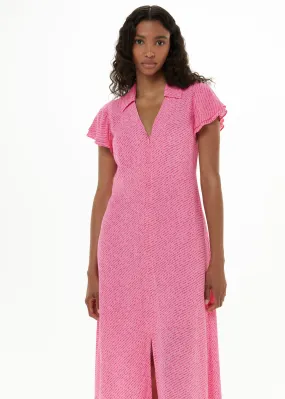 Pink Nina Diagonal Fleck Midi Dress