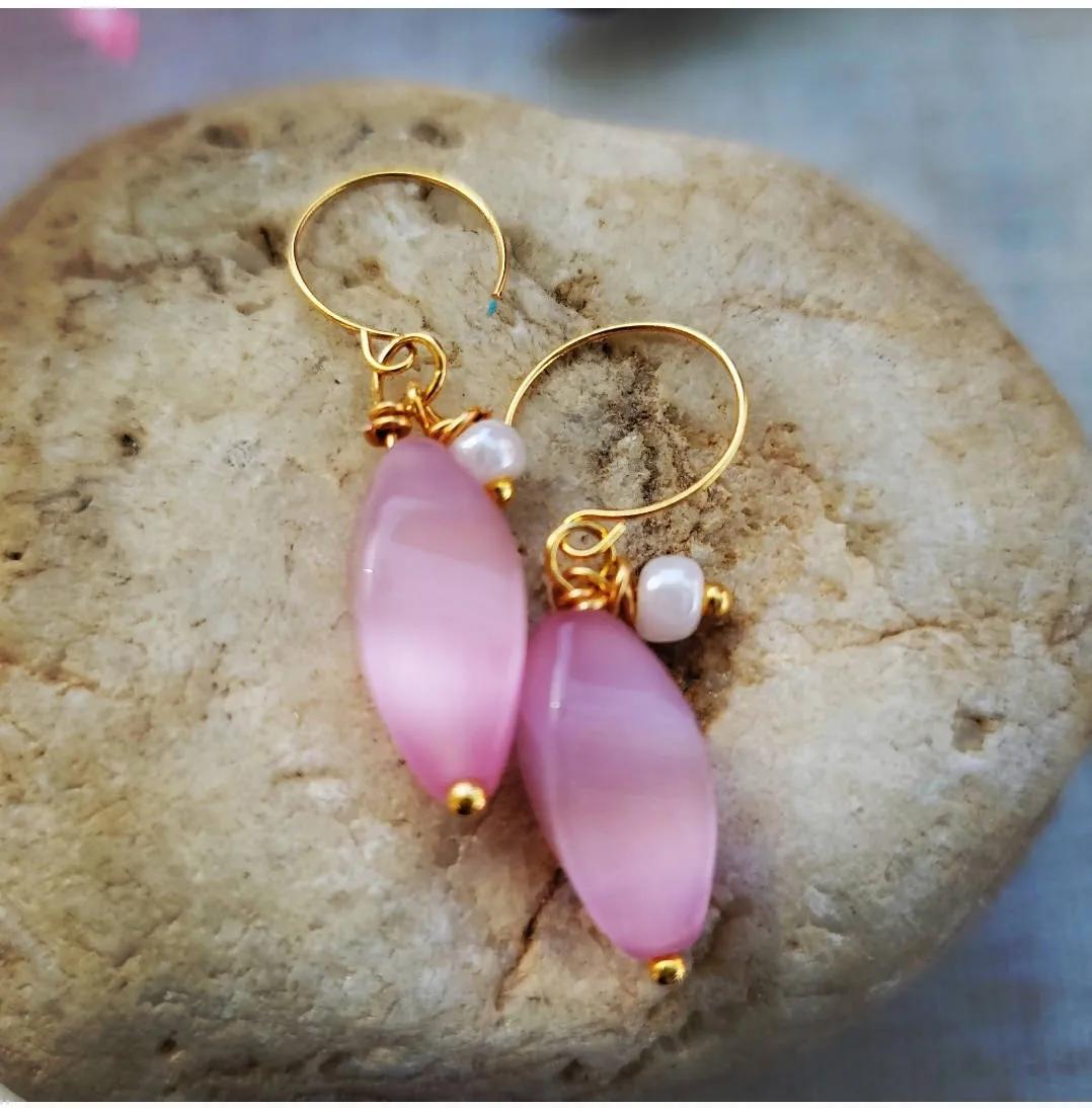 Pink Pearl Earrings - Island Girl Art