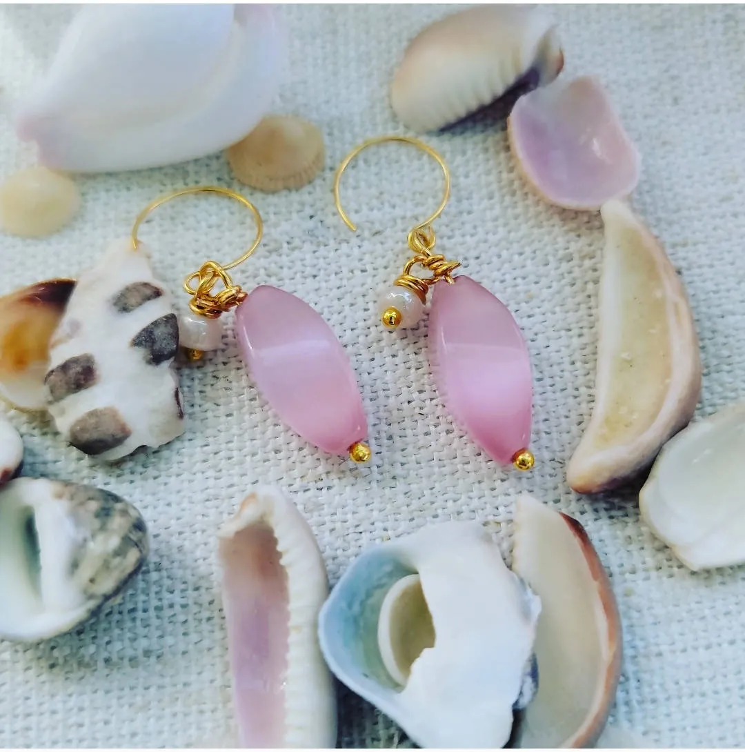 Pink Pearl Earrings - Island Girl Art